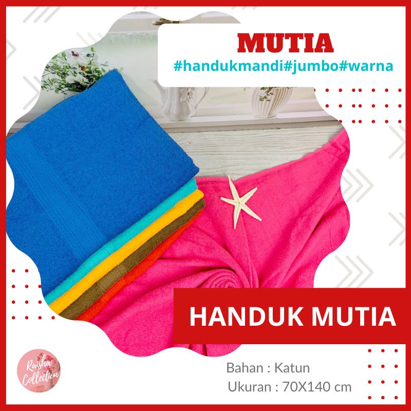 RC Handuk Mandi Mutia Jumbo Polos Ukuran 65x145cm