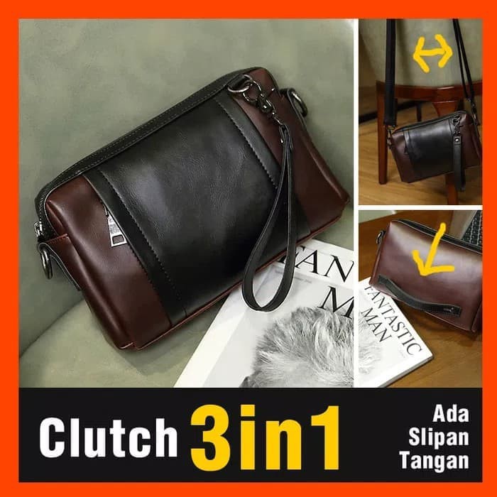 Clutch Ysl Cassandre Medium Tassel Lambskin Hitam  BQ34  Clutch Handbag Hand Bag Kantor Tas Pria K