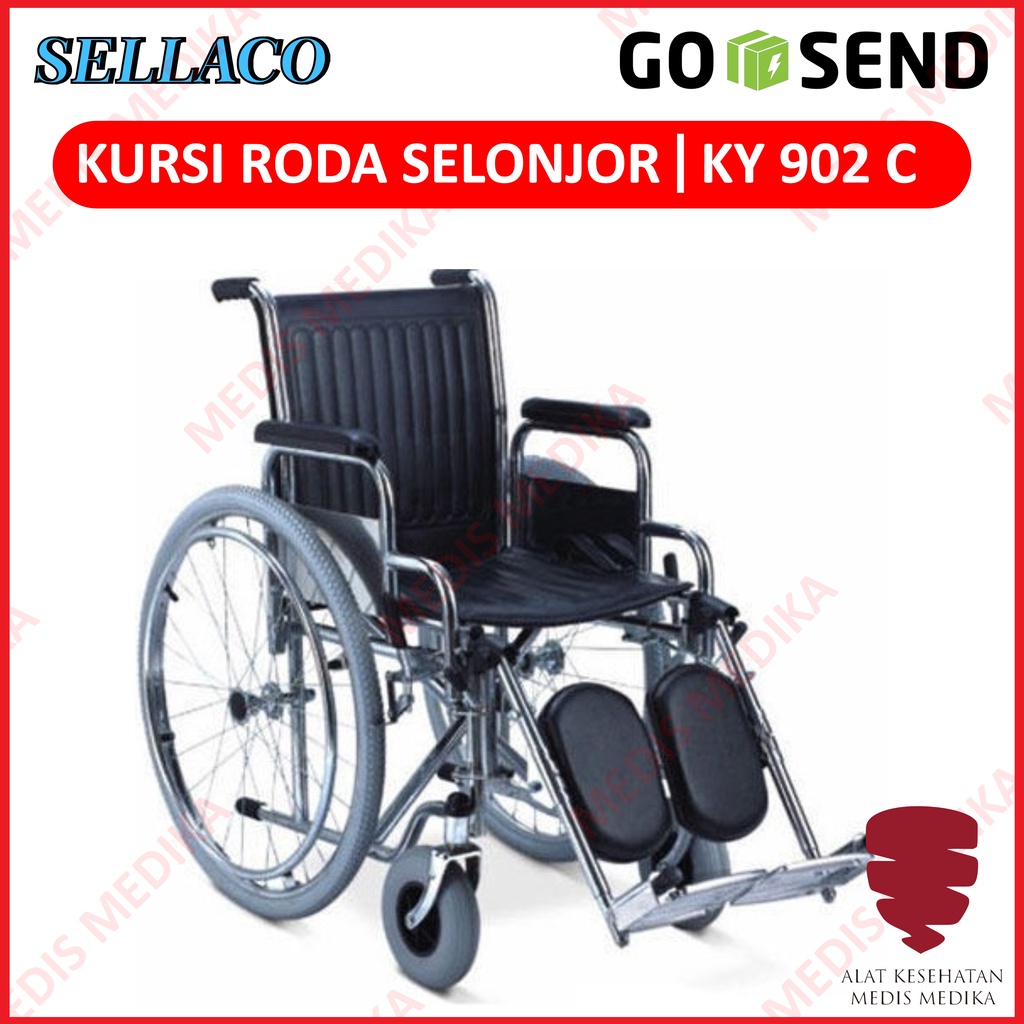 GOJEK ONLY Kursi Roda Selonjor Sella KY902C  Patah Tulang Kaki Velg Racing Oscar Tahan Air Elevating 2in1 KY 902 C