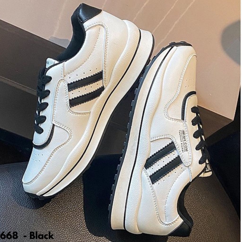 SEPATU SNEAKERS WANITA IMPORT PUTIH POLOS BERKUALITAS NYAMAN COMFY FIT VIRAL TERBARU 668