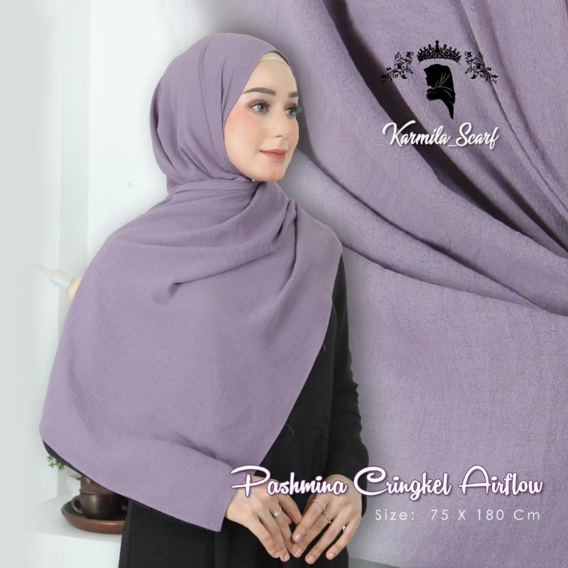 Pashmina Crinkle Airflow Pashmina Crinkle Anti Kusut Pashmina Crinkle Polos Warna