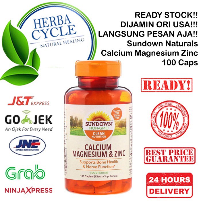 Promo Sundown Naturals Calcium Magnesium Zinc 100 caps ORI USA Sundown kalsium magnesium Zinc