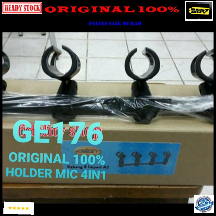 G176 Krezt ORIGINAL 100% Holder stand mic CABANG 4in1 mik standing ahnger dual dua import asli dobel tiang microphone mikrophone acecoriss pegangan gantungan universal  BISA SEGALA JENIS MICROPHONE DAN STAND MIC  500 gram melayani GROSIR DAN ECERAN