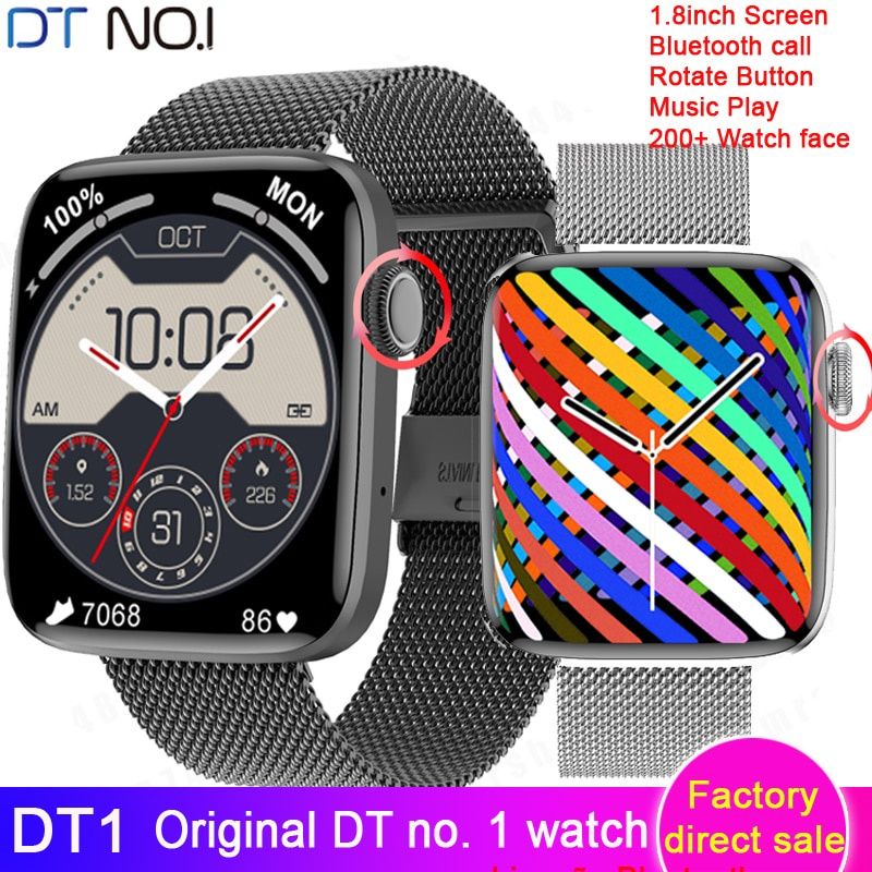 DT NO.1 DT1 smartwatch men Bluetooth call 1.8 inch split screen rotate