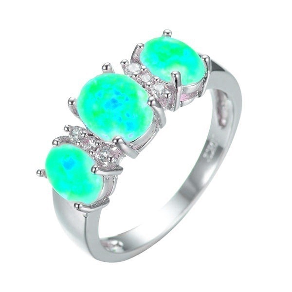 Hot sale new white opal three diamond ring