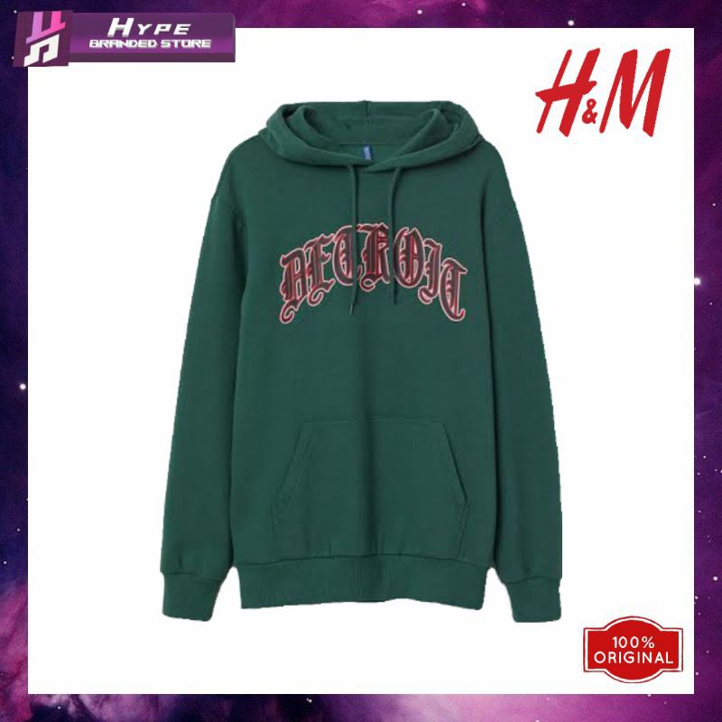 Hoodie H&M Dark Green Branded Original Sisa Export