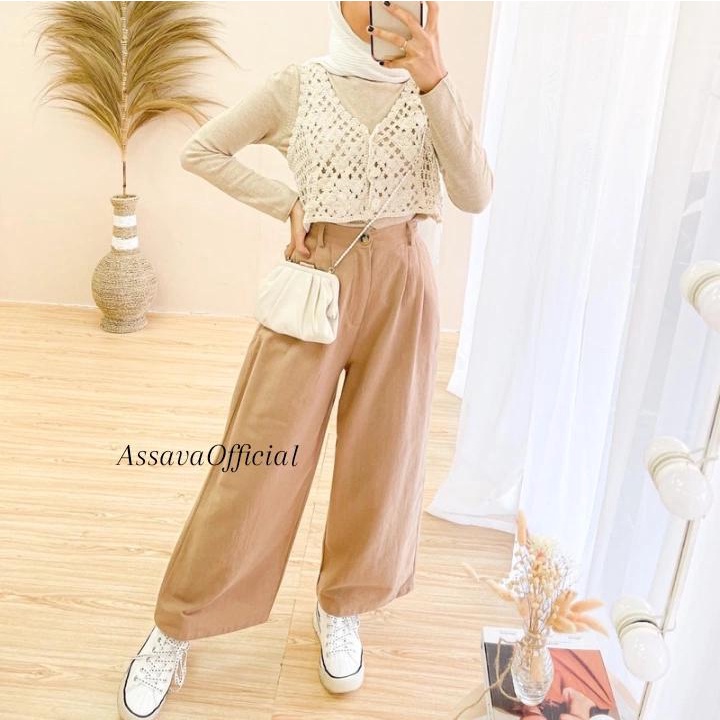 KULOT LINEN HIGHWAIST 772 / CULLOTE PANTS / CELANA KULOT WANITA /MIRABELLA LINEN PANTS