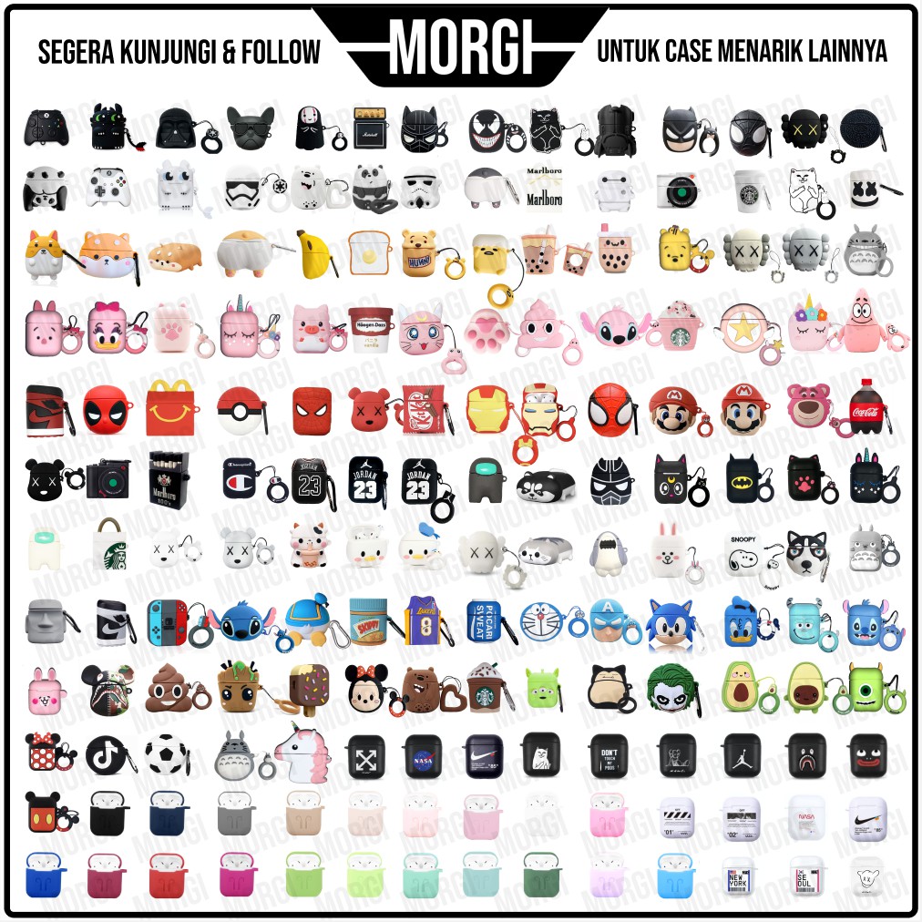 COD Case Airpods 2 3D Premium Gen 1 Lucu Karakter Inpods 12 Polos Hitam i12 Boba Minnie Toothless