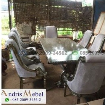 Set Meja Makan Mewah 6 Kursi Kayu