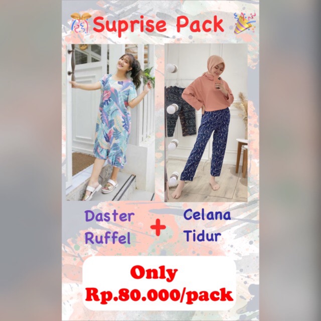 Suprise Box Daster Ruffle+Celana Tidur Panjang