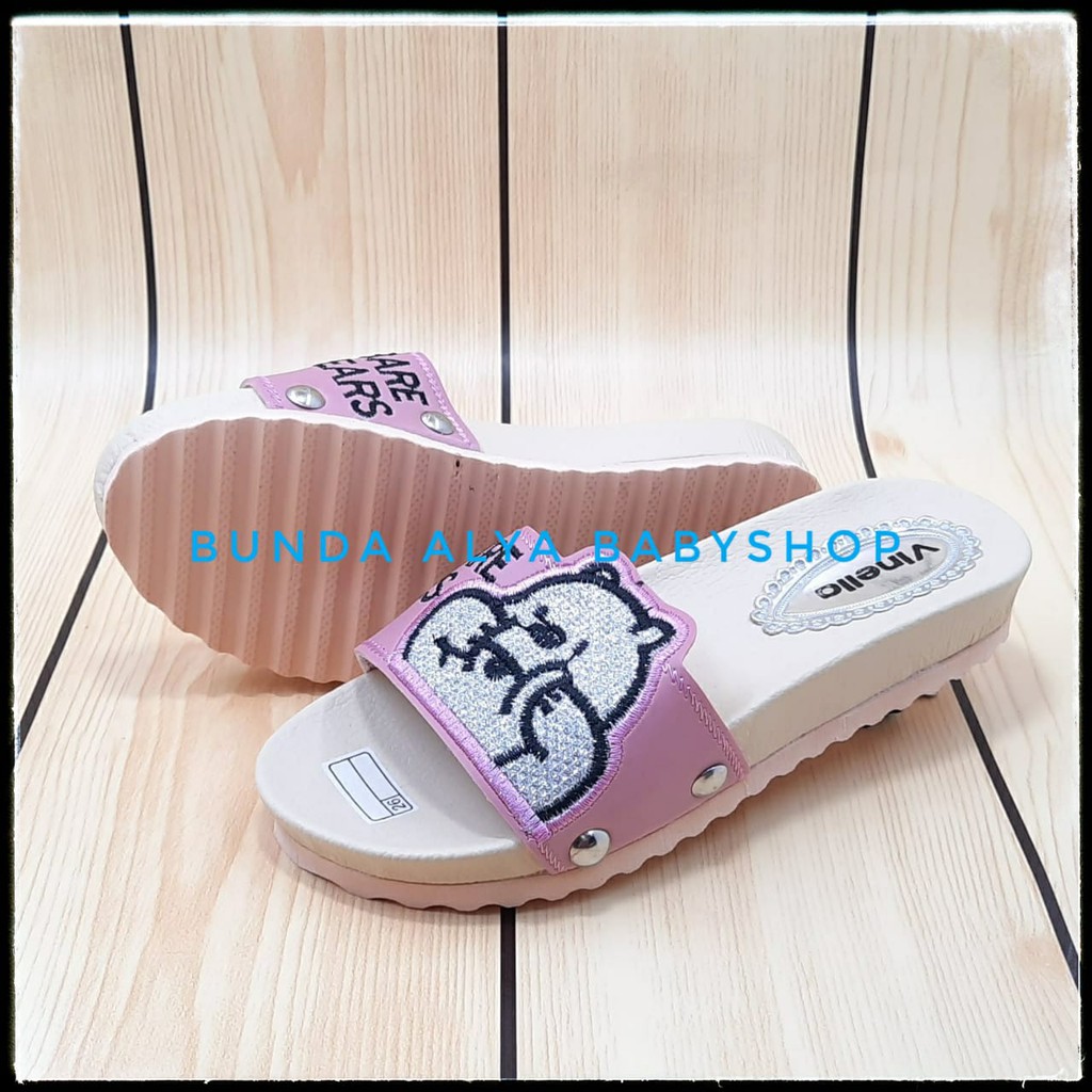 Sendal Anak Perempuan Usia 3 4 5 6 7 Tahun BEAR PINK SIze 26-35 - Sandal Anak Cewek FlipFlop