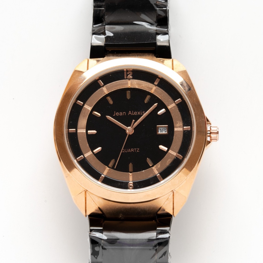 Jean Alexis Prestige JA118 Black Strap - Rosegold Case - Black Dial LHST - Wanita