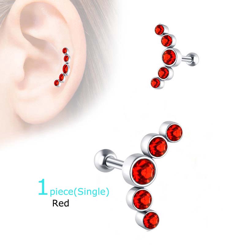 1piece Crystal Gem Earring Tragus Rings Stainless steel Cartilage Pinna Daith Piercing 16G