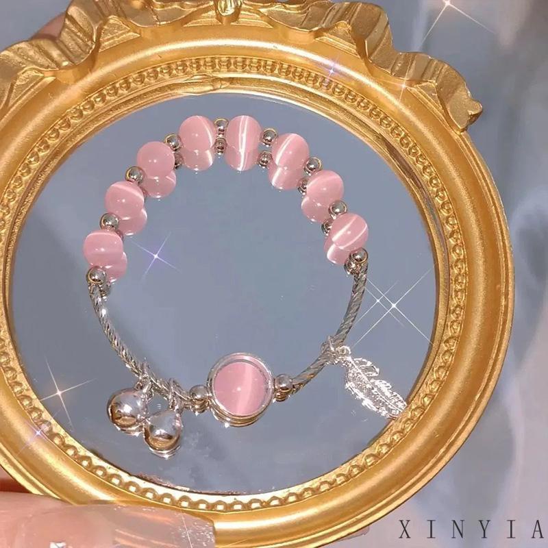 Xia.id Gelang Tangan Wanita Desain Bulu Hias Opal Simple