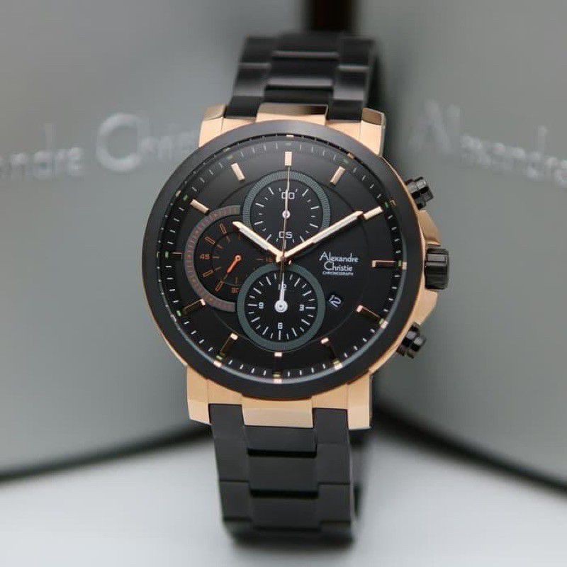 Alexandre Christie AC 6350 Rose Gold Black Men