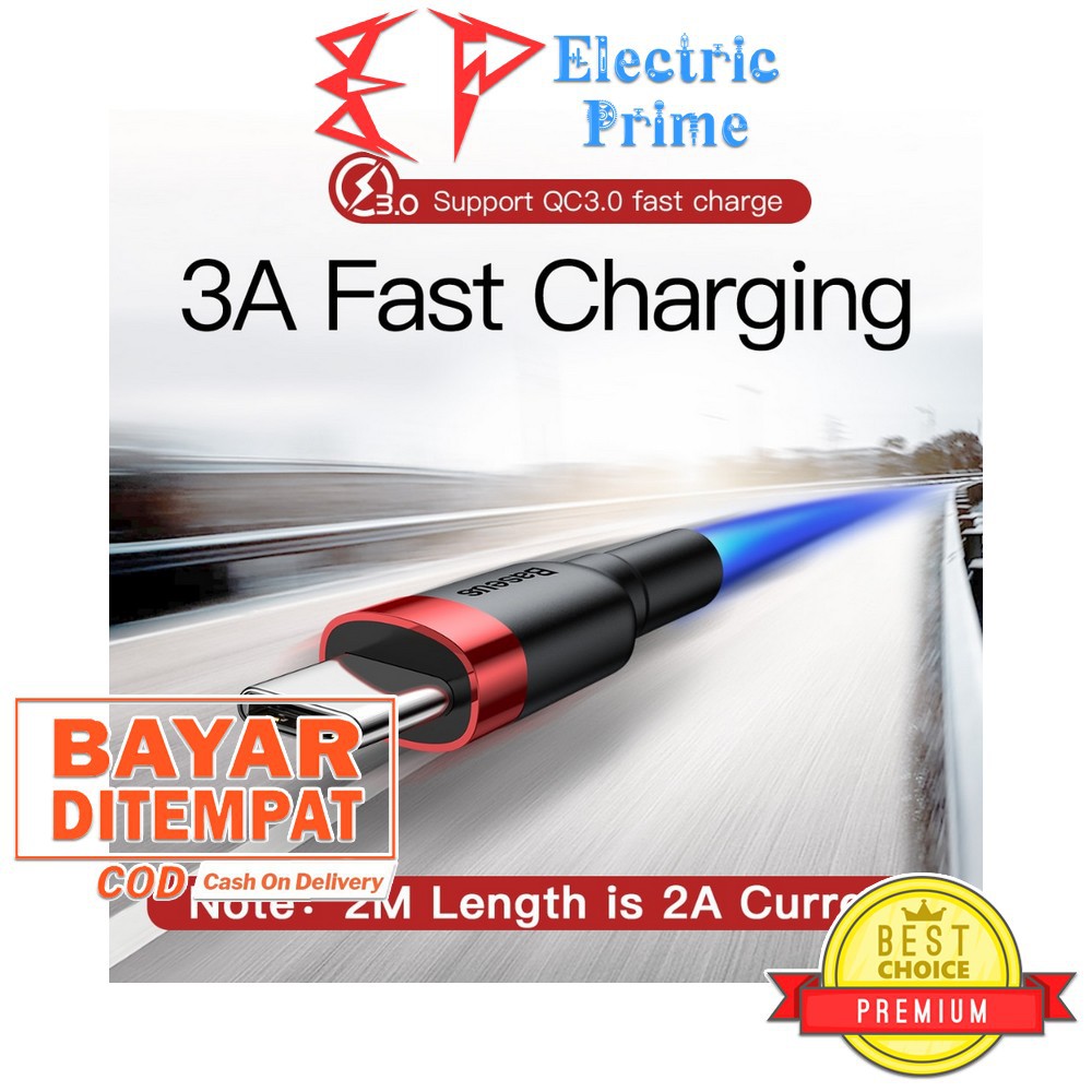 BASEUS Kabel USB To Type C 3A Fast Charging QC3.0 1M TPE Aluminium Charger Cable Kawat Nylon 480Mbps