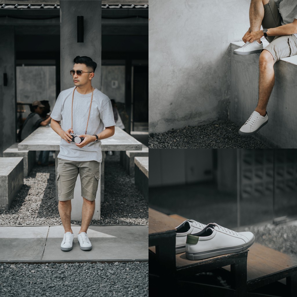 Senna White Grey | Sneakers Casual Sepatu Putih Abu Polos Ori Pria Cowok Sneaker | Oxwalker x FORIND