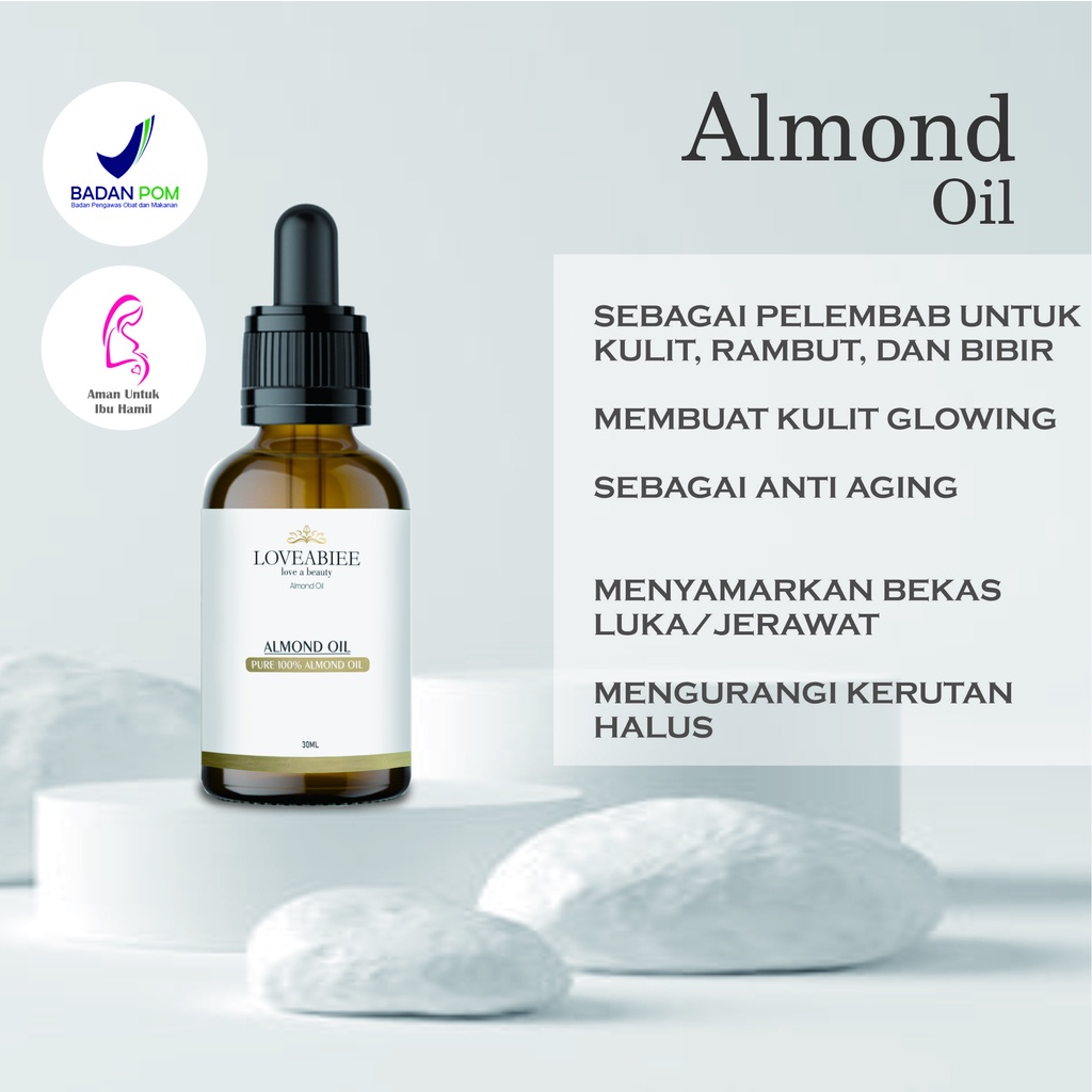 Almond oil 30ml buy1get1 untuk Glowing non komedogenik radang menenagnkan kulit kemerahan anti aging