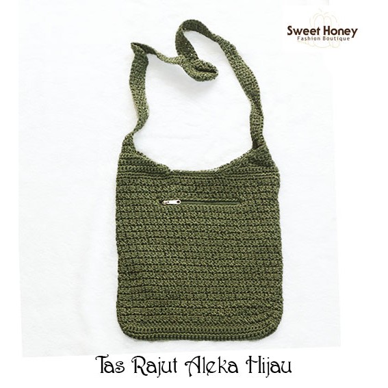 Sweet Honey ~ Tas Selempang Rajut Bali Aleka Size Besar L [Bisa COD Bayar di tempat]