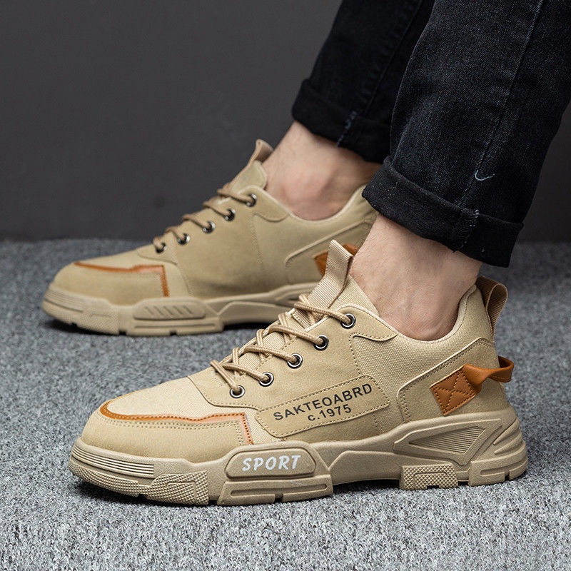 2021   Sepatu Pria Low-Top Martin Boots Pria Round Toe Suede Plus Mesh Spot  kulit Pria Sepatu