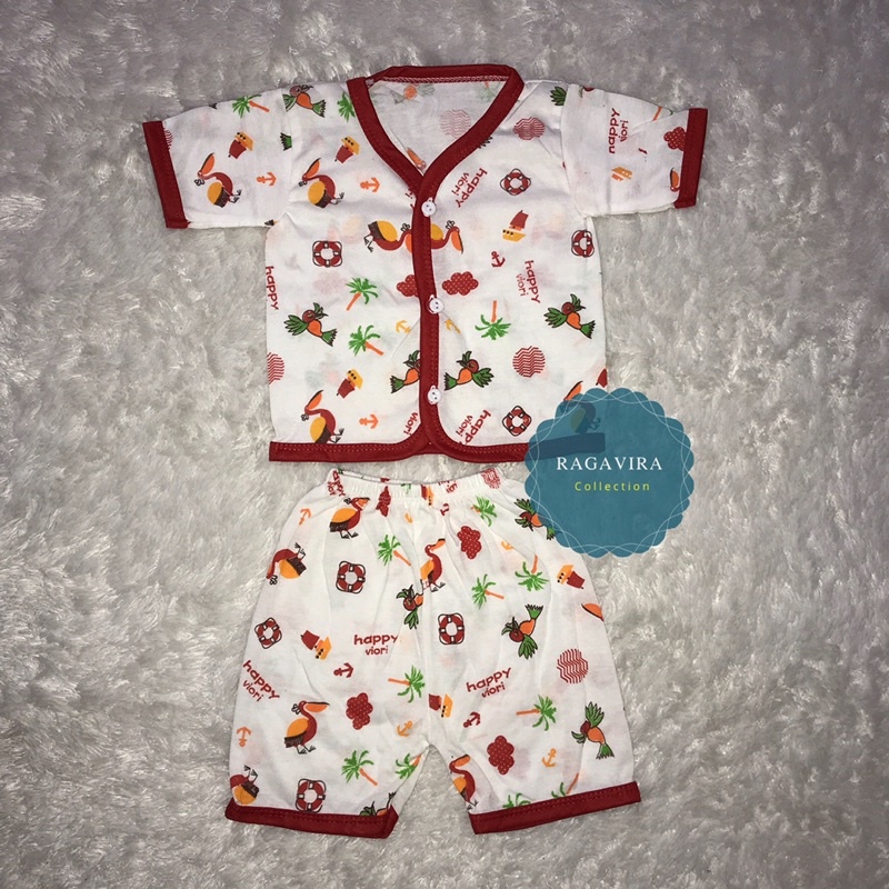 baju anak lucu murah (NB 300) happy viori Setelan pendek (RIB RANDOM)