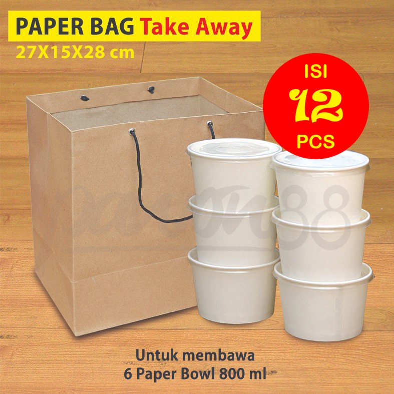 

Paper Bag PAPER BOWL Take Away -(12 Pcs)