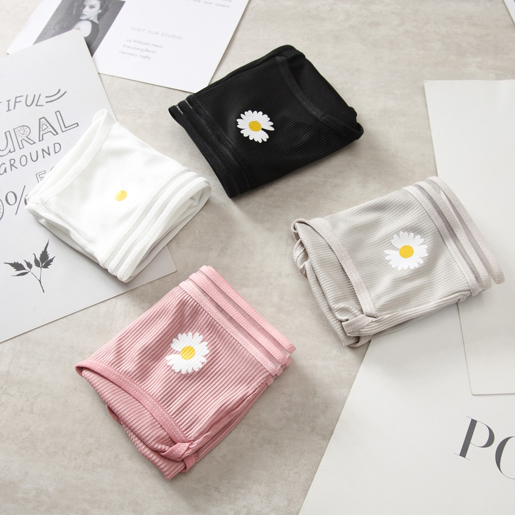 DF CD117 Celana Dalam Wanita One Piece Mulus Motif Bunga Daisy Sutra Elastis Seamless Mid Waist