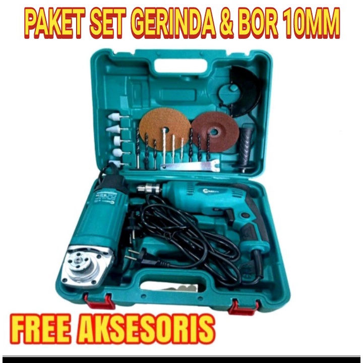 PROMO HANYA HARI INI!!! PAKET BOR GERINDA MAILTANK FREE KOPER Gerinda dan bor - paket pertukangan - power tools - mesin bor -gerinda murah TOOLKIT 24 ITEM BOR 13MM full set