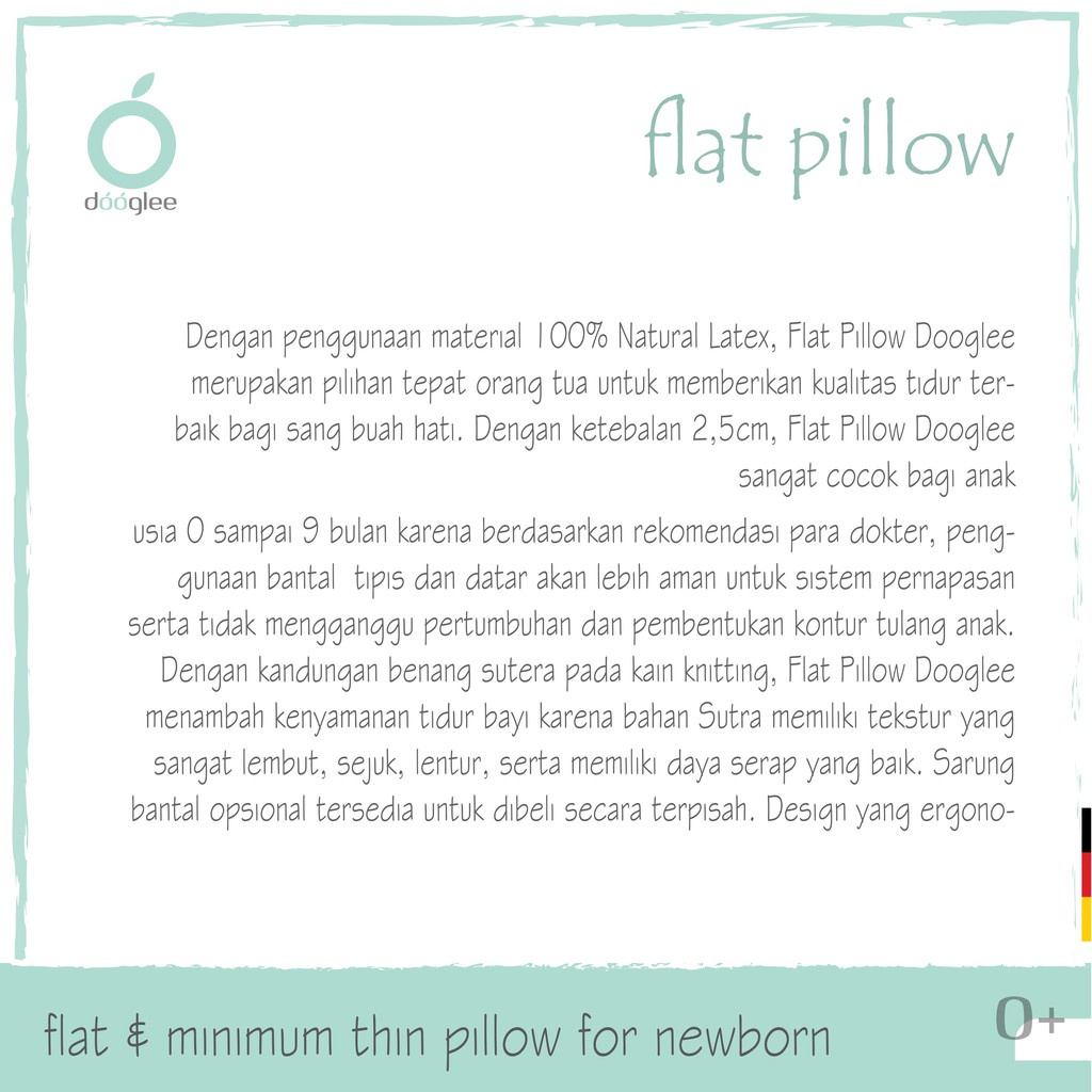 Dooglee Flat Pillow Include Case | Bantal Tidur Anak