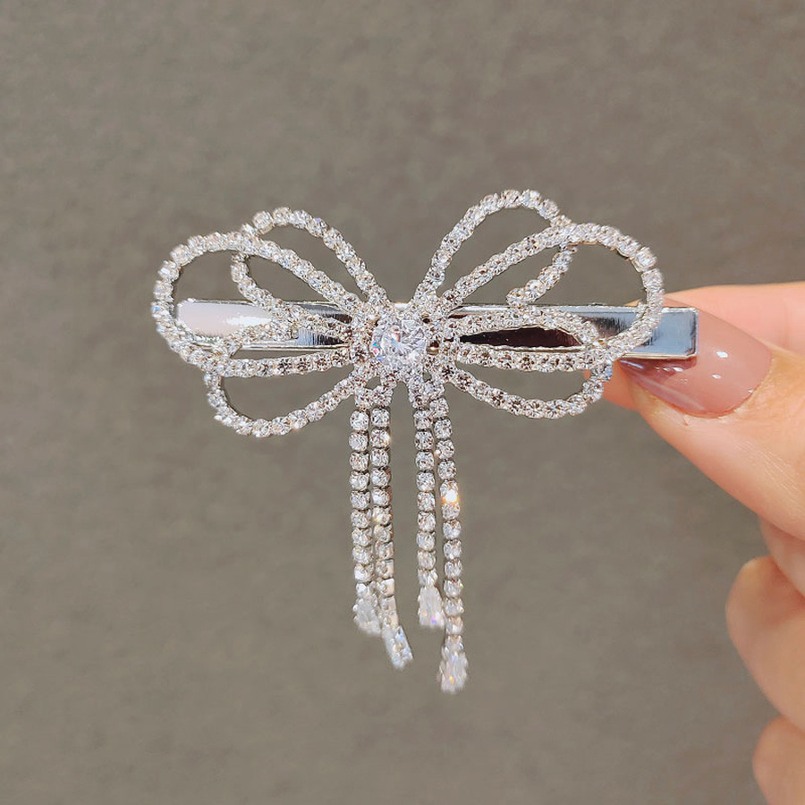 Korean Crystal Full Diamond Hair Clip Girl Pearl Rhinestone Hairpin Cute Elegant Hair Accessories