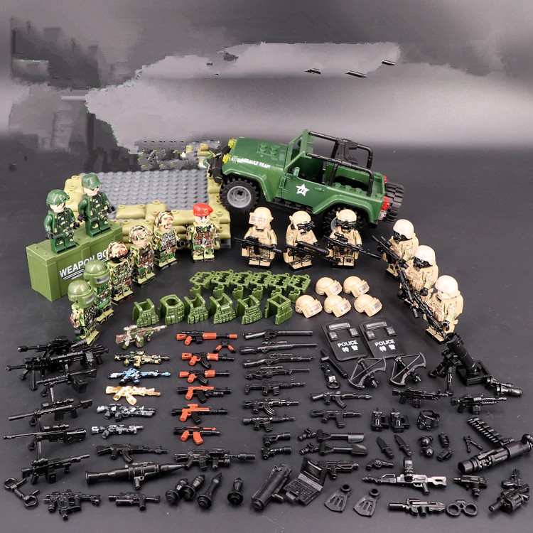 Mainan Lego Anak Special forces Policemen military DIY weapon accessories DIY  Building Block Brick