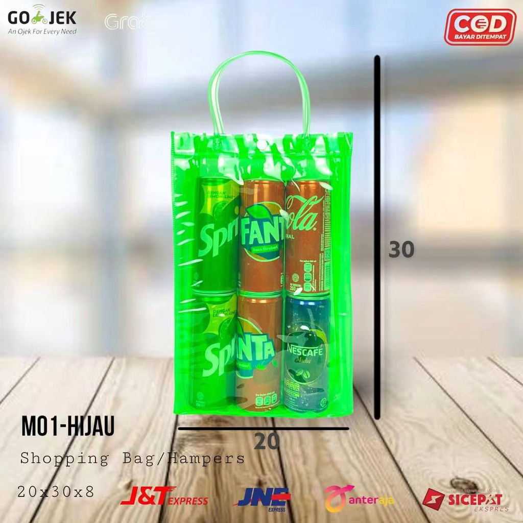 [TOYOU SHOP M01] TAS TRANSPARAN | SHOPPING BAG | TOTE BAG | GOODY BAG | TAS POLOS | TAS MIKA | TAS PVC | TAS HAMPERS - HIJAU