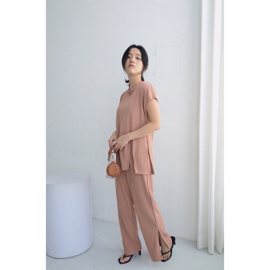 Selim Label Sadie Set Pants Knit Set Highwaist Knit Pants Setelan Knit