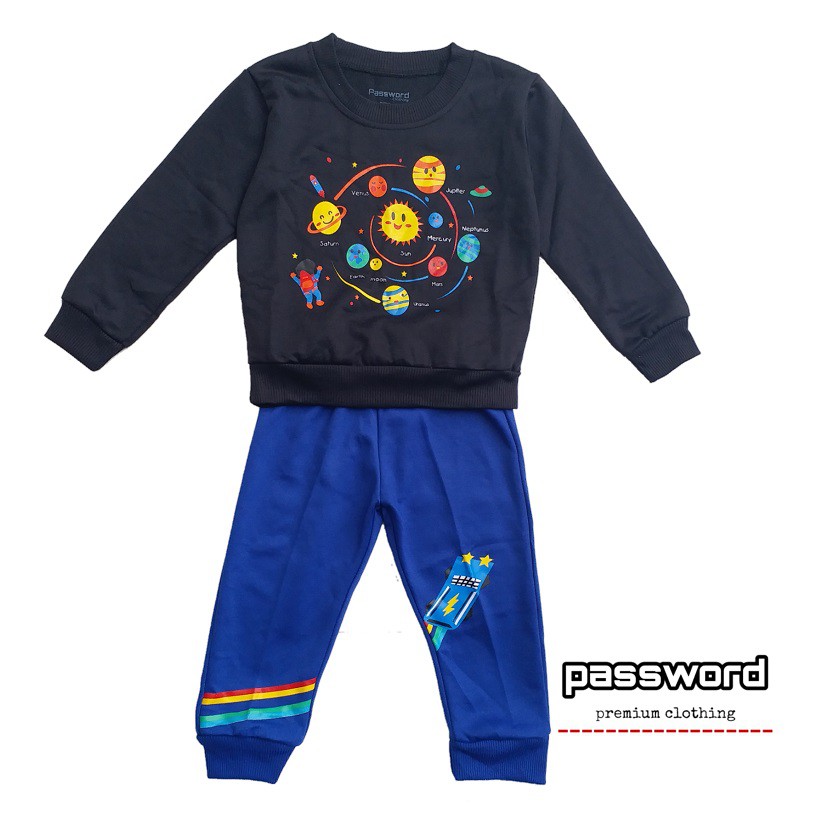 HappyOliver PASSWORD PLANET Setelan Sweater 1 - 7 Tahun Baju Anak BerKualitas