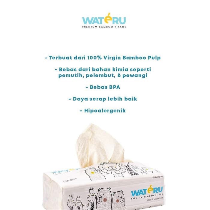 Wateru Premium Bamboo Tissue | Tisu Dapur Toilet Facial Pocket