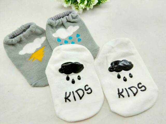 Kaos kaki bayi / kaos kaki anak pendek asimetris motif hujan