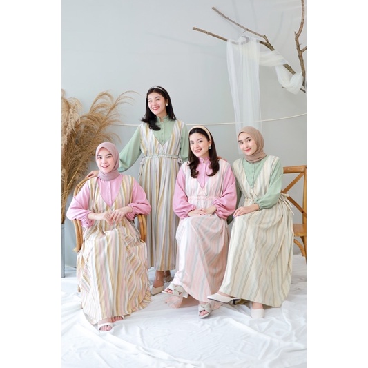 LENORA MAXI (Ld 108 Pjg 129) - Gamis Salur Motif Crinkle Combi Polos