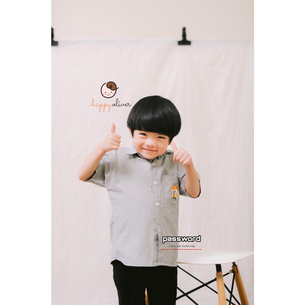 HappyOliver PASSWORD ATASAN KEMEJA LIL FOX Baju Anak Laki Bahan Oxford 1 - 7 Tahun Baju Anak BerKualitas