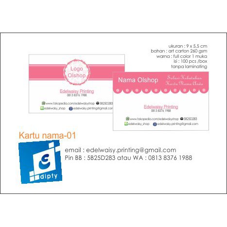 Kartu Nama 01 / Cetak Kartu Nama / Kartu Nama Murah / Kartu Nama Free Design / Kartu Nama Kilat
