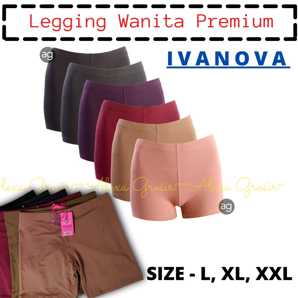 READY STOCK LEGGING WANITA PREMIUM IVANOVA PENDEK BIG SIZE L XL XXL BASIC BRAND PD TRAINING SPORT