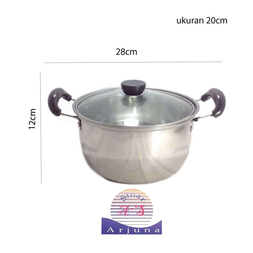 Panci Soup ukuran 24cm Stainless Steel Tutup Kaca