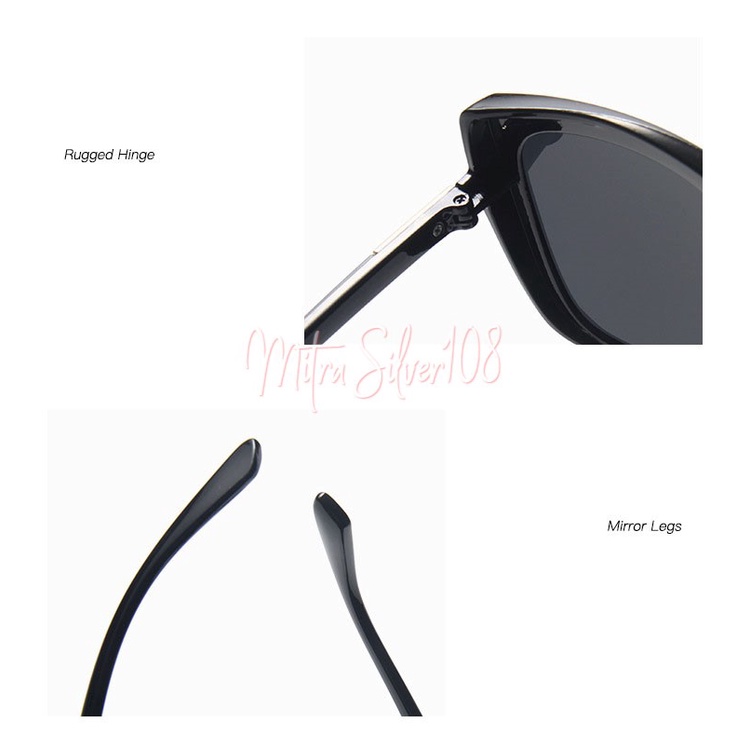 [MS108] KM 08 【TERSEDIA &amp; COD】 kacamata hitam wanita big frame ladies sunglasses / Bentuk Kotak Desain Cat Eye untuk Wanita