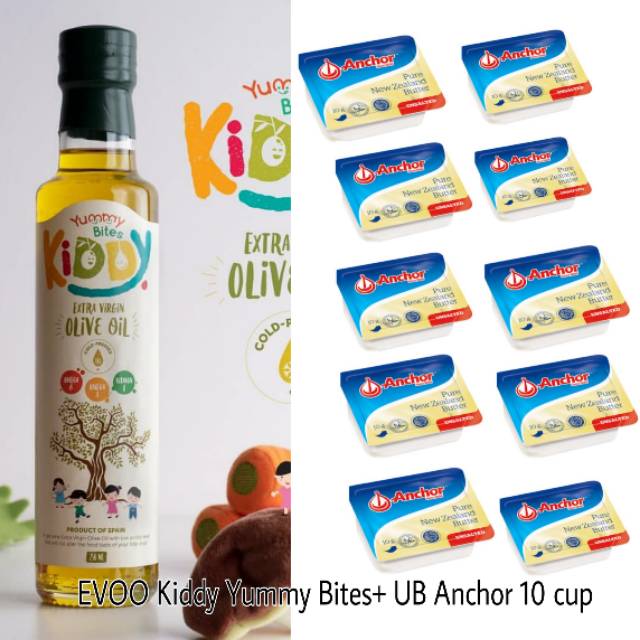 Paket Hemat MPASi Evoo Casa di Oliva dan UB Elle Vire Anchor Unsalted butter + keju kiri dan babybel