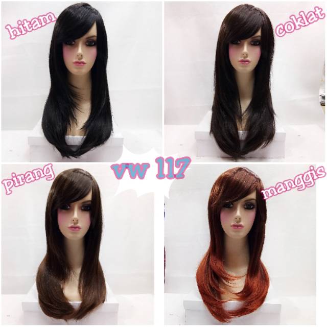 RAMBUT PALSU WIG WANITA PANJANG LURUS PONI SAMPING RAMBUT ASLI 117 - WIG KOREA NATURAL ALAMI