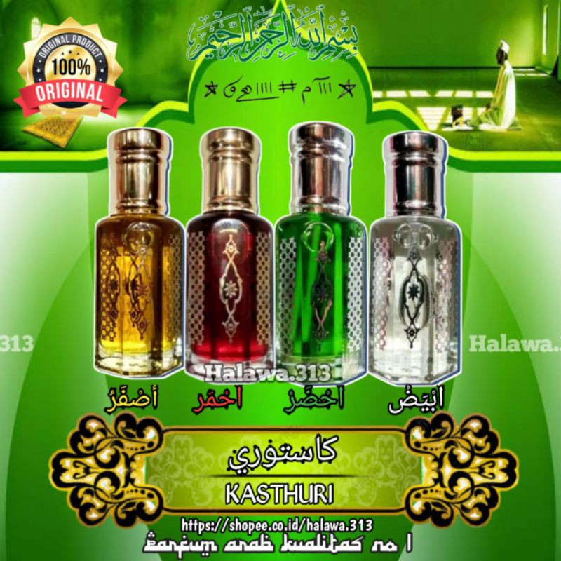 PARFUM KASTURI KIJANG 4 AROMA 4 WARNA MINYAK WANGI ARAB ASLI 100% BIBIT BIANG