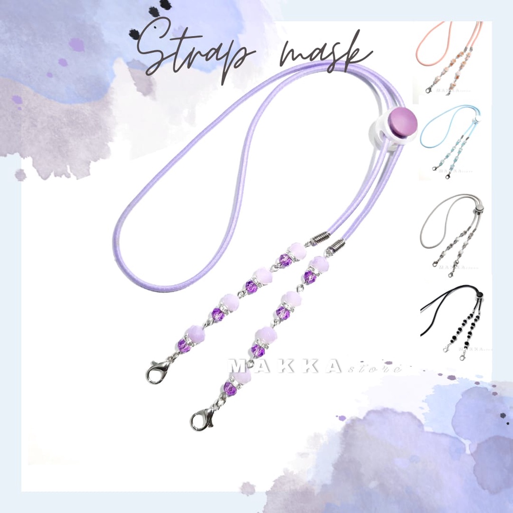Strap Masker Manik-Manik Konektor Full Color/ Kalung Masker Beads/ Tali Masker Hijab / Strap Masker 