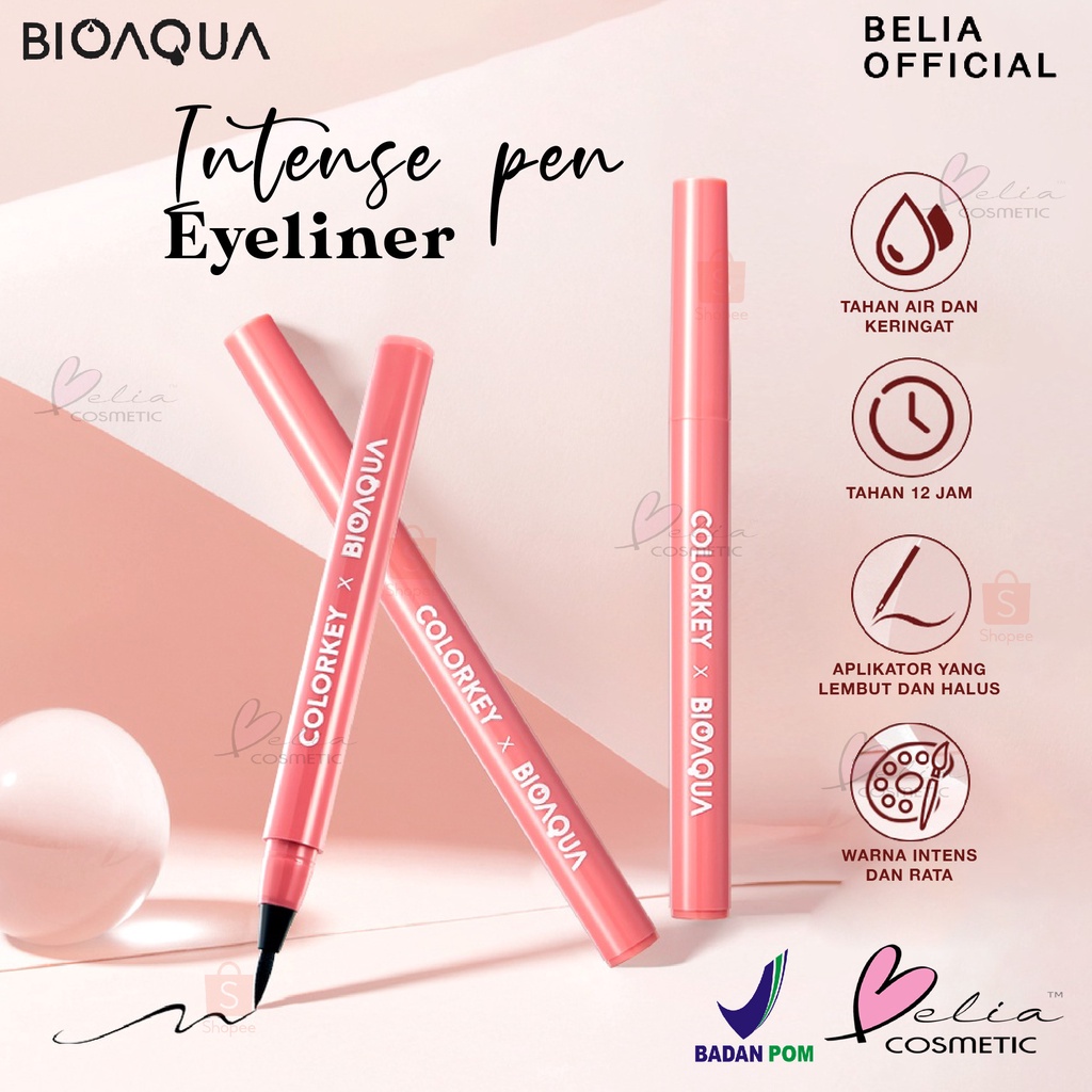 ❤ BELIA ❤ Colorkey X Bioaqua Eyeliner Waterproof Hitam 1 ml Eyeliner Pensil Tahan air Eyeliner Eyeliner Gel | BPOM