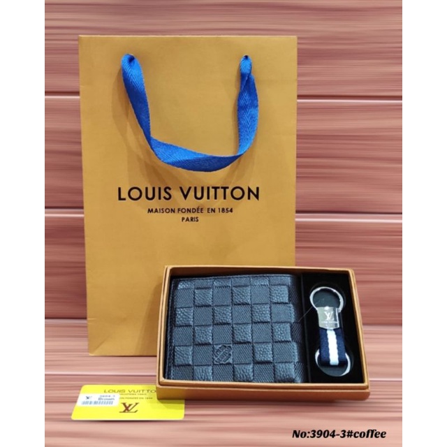 Dompet Kulit Lipat Pria Set Chain Key Bisa COD