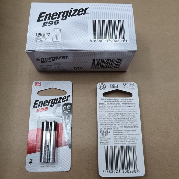 Baterai Alkaline Energizer AAAA / A4 E96 Isi 2