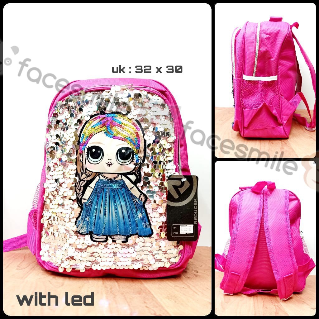 SAYLEN-TAS SEKOLAH ANAK PEREMPUAN/TAS RANSEL ANAK LED+PAYET/TAS TRENDI